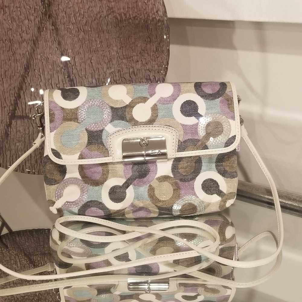 COACH Kristen Op Art Sequin Slingpack Crossbody